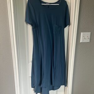 LuLaRoe Blue High Low Sundress Casual Crew Neck